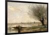 Fisherman Moored at a Bank (Oil on Canvas)-Jean Baptiste Camille Corot-Framed Giclee Print