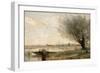 Fisherman Moored at a Bank (Oil on Canvas)-Jean Baptiste Camille Corot-Framed Giclee Print