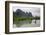 Fisherman on bamboo raft on Mingshi River at sunset, Mingshi, Guangxi Province, China-Keren Su-Framed Premium Photographic Print