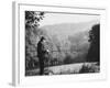 Fisherman on Banks of European Waterway-Pierre Boulat-Framed Photographic Print