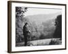 Fisherman on Banks of European Waterway-Pierre Boulat-Framed Photographic Print