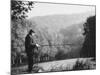 Fisherman on Banks of European Waterway-Pierre Boulat-Mounted Photographic Print