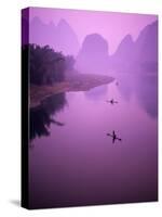 Fisherman on Raft in Li River, Yangshou, Guanxi, China-Charles Crust-Stretched Canvas