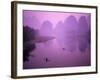 Fisherman on Raft in Li River, Yangshou, Guanxi, China-Charles Crust-Framed Photographic Print