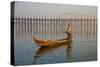 Fisherman on Taung Thama Lake and U Bein Bridge at Amarapura-Tuul-Stretched Canvas
