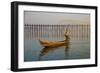 Fisherman on Taung Thama Lake and U Bein Bridge at Amarapura-Tuul-Framed Photographic Print