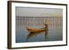 Fisherman on Taung Thama Lake and U Bein Bridge at Amarapura-Tuul-Framed Photographic Print