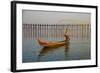 Fisherman on Taung Thama Lake and U Bein Bridge at Amarapura-Tuul-Framed Photographic Print