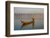 Fisherman on Taung Thama Lake and U Bein Bridge at Amarapura-Tuul-Framed Photographic Print