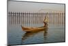 Fisherman on Taung Thama Lake and U Bein Bridge at Amarapura-Tuul-Mounted Photographic Print