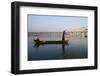 Fisherman on Taung Thama Lake and U Bein Bridge at Amarapura-Tuul-Framed Photographic Print