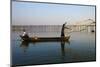 Fisherman on Taung Thama Lake and U Bein Bridge at Amarapura-Tuul-Mounted Photographic Print