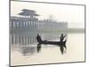 Fisherman on Taungthaman Lake in Mist at Dawn with U Bein Bridge-Lee Frost-Mounted Photographic Print