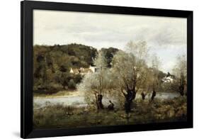 Fisherman on the Edge of a Pond in the Village of Avary; Pecheur Au Bord De L'Etang a Ville…-Jean-Baptiste-Camille Corot-Framed Giclee Print