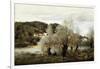 Fisherman on the Edge of a Pond in the Village of Avary; Pecheur Au Bord De L'Etang a Ville…-Jean-Baptiste-Camille Corot-Framed Giclee Print