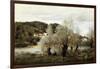 Fisherman on the Edge of a Pond in the Village of Avary; Pecheur Au Bord De L'Etang a Ville…-Jean-Baptiste-Camille Corot-Framed Giclee Print