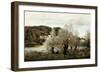 Fisherman on the Edge of a Pond in the Village of Avary-Jean-Baptiste-Camille Corot-Framed Giclee Print
