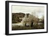 Fisherman on the Edge of a Pond in the Village of Avary-Jean-Baptiste-Camille Corot-Framed Giclee Print