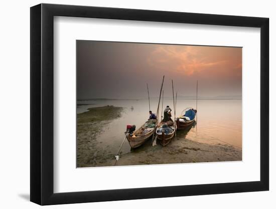 Fisherman Prepare to Set Out, Irrawaddy River, Myanmar (Burma), Asia-Colin Brynn-Framed Photographic Print