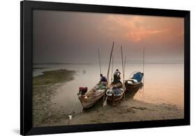 Fisherman Prepare to Set Out, Irrawaddy River, Myanmar (Burma), Asia-Colin Brynn-Framed Photographic Print