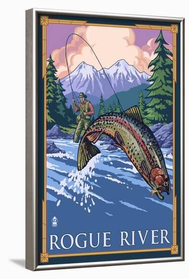 Fisherman - Rogue River, Oregon, c.2009-Lantern Press-Framed Art Print