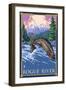 Fisherman - Rogue River, Oregon, c.2009-Lantern Press-Framed Art Print