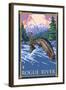 Fisherman - Rogue River, Oregon, c.2009-Lantern Press-Framed Art Print