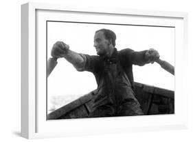 Fisherman Rowing Boat, Alaska Coast, Undated-Asahel Curtis-Framed Giclee Print