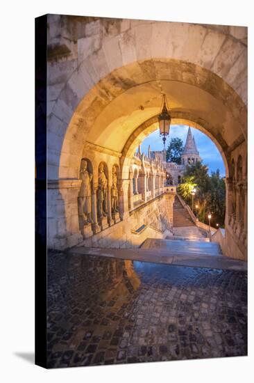 Fisherman's Bastion at Night, Buda, Budapest, Hungary-Jim Engelbrecht-Stretched Canvas