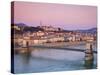 Fisherman's Bastion, the Chain Bridge and River Danube Illuminated at Dawn, Castle Hill, Budapest, -Doug Pearson-Stretched Canvas