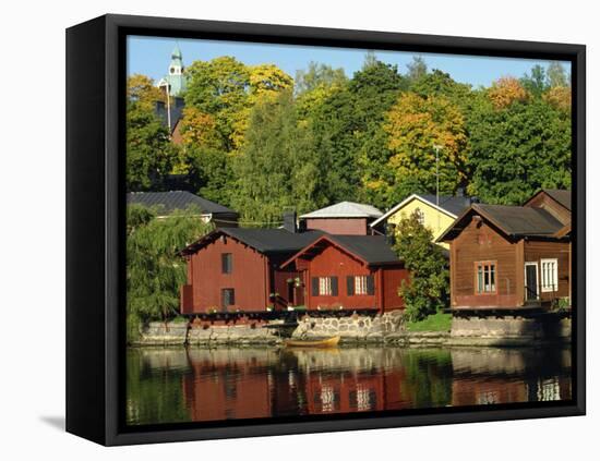 Fisherman's Cottages Beside the River, Porvoo, Finland, Scandinavia, Europe-Ken Gillham-Framed Stretched Canvas