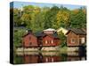 Fisherman's Cottages Beside the River, Porvoo, Finland, Scandinavia, Europe-Ken Gillham-Stretched Canvas