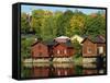 Fisherman's Cottages Beside the River, Porvoo, Finland, Scandinavia, Europe-Ken Gillham-Framed Stretched Canvas