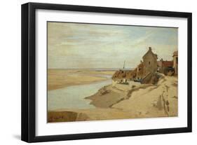 Fisherman's Huts at Sainte-Adresse-Jean-Baptiste-Camille Corot-Framed Giclee Print