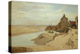 Fisherman's Huts at Sainte-Adresse-Jean-Baptiste-Camille Corot-Stretched Canvas