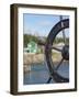 Fisherman's Point, Boat Wheel in Front of Harbor, Twillingate, Newfoundland and Labrador, Canada-Cindy Miller Hopkins-Framed Photographic Print