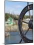 Fisherman's Point, Boat Wheel in Front of Harbor, Twillingate, Newfoundland and Labrador, Canada-Cindy Miller Hopkins-Mounted Photographic Print