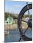 Fisherman's Point, Boat Wheel in Front of Harbor, Twillingate, Newfoundland and Labrador, Canada-Cindy Miller Hopkins-Mounted Photographic Print