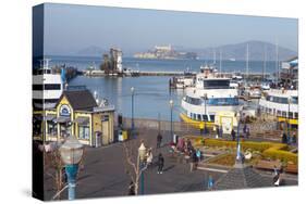 Fisherman's Warf with Alcatraz in the Background-Miles-Stretched Canvas