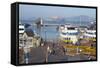 Fisherman's Warf with Alcatraz in the Background-Miles-Framed Stretched Canvas