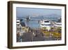 Fisherman's Warf with Alcatraz in the Background-Miles-Framed Photographic Print