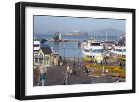 Fisherman's Warf with Alcatraz in the Background-Miles-Framed Photographic Print