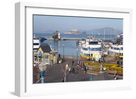 Fisherman's Warf with Alcatraz in the Background-Miles-Framed Photographic Print