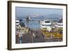 Fisherman's Warf with Alcatraz in the Background-Miles-Framed Photographic Print