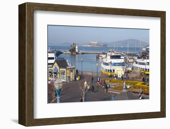 Fisherman's Warf with Alcatraz in the Background-Miles-Framed Photographic Print