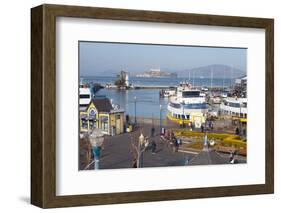 Fisherman's Warf with Alcatraz in the Background-Miles-Framed Photographic Print