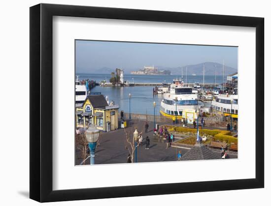 Fisherman's Warf with Alcatraz in the Background-Miles-Framed Photographic Print