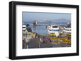 Fisherman's Warf with Alcatraz in the Background-Miles-Framed Photographic Print