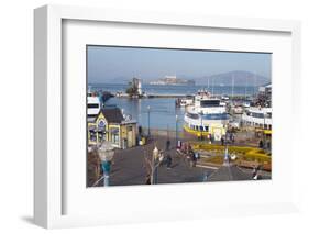 Fisherman's Warf with Alcatraz in the Background-Miles-Framed Photographic Print