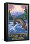 Fisherman - Sandy River, Oregon-Lantern Press-Framed Stretched Canvas